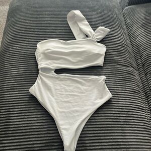 One piece bathing suit; white